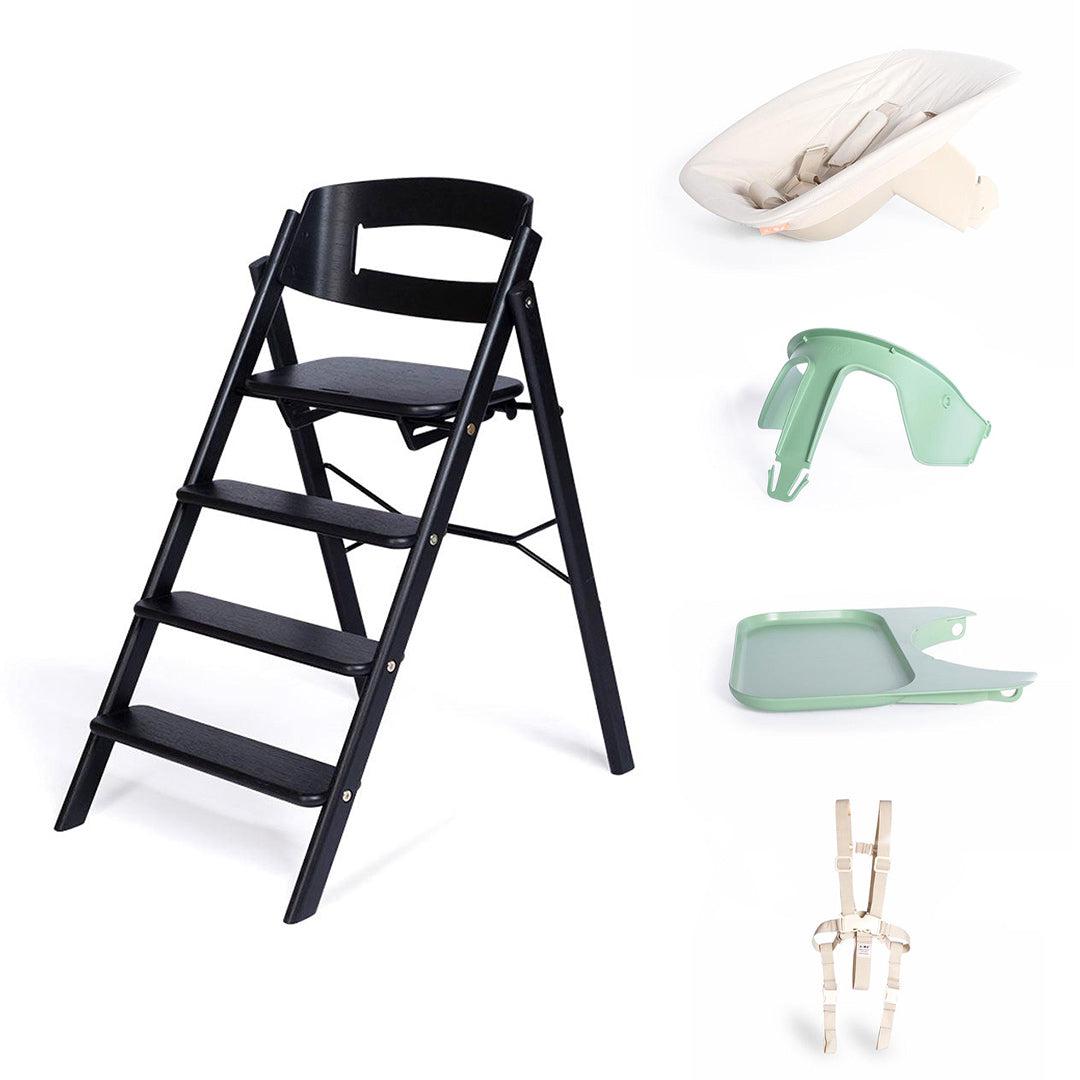 KAOS Klapp Highchair Complete Set - Black/Oak-Highchairs-Black/Oak-Ivory/Plastic Babyseat | Natural Baby Shower
