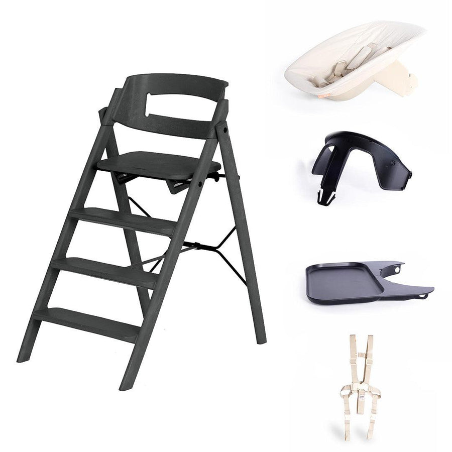 KAOS Klapp Highchair Complete Set - Charcoal Black/Plastic-Highchairs-Charcoal Black/Plastic-Ivory/Plastic Babyseat | Natural Baby Shower