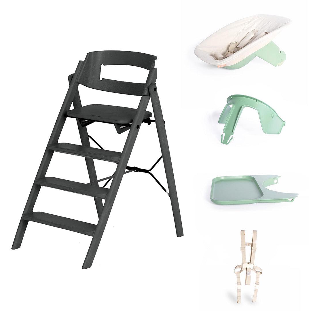 KAOS Klapp Highchair Complete Set - Charcoal Black/Plastic-Highchairs-Charcoal Black/Plastic-Green/Plastic Babyseat | Natural Baby Shower