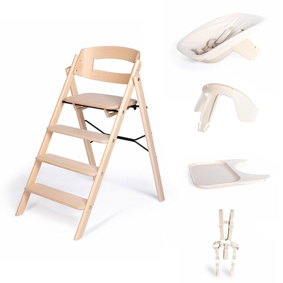 KAOS Klapp Highchair Complete Set - Natural/Beech-Highchairs-Natural/Beech-Ivory/Plastic Babyseat | Natural Baby Shower