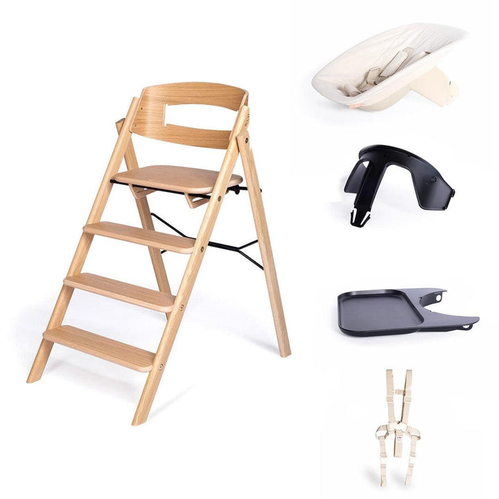 KAOS Klapp Highchair Complete Set - Natural/Oak-Highchairs-Natural/Oak-Ivory/Plastic Babyseat | Natural Baby Shower