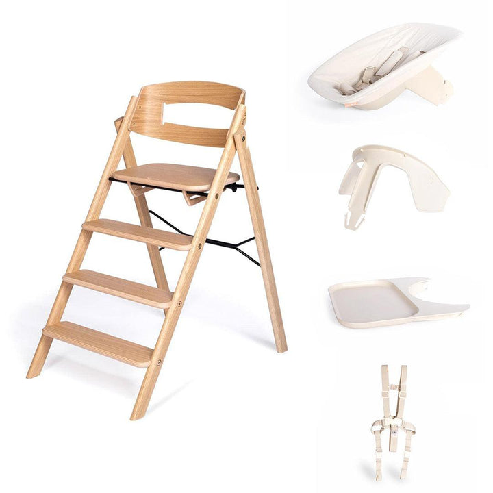 KAOS Klapp Highchair Complete Set - Natural/Oak-Highchairs-Natural/Oak-Ivory/Plastic Babyseat | Natural Baby Shower