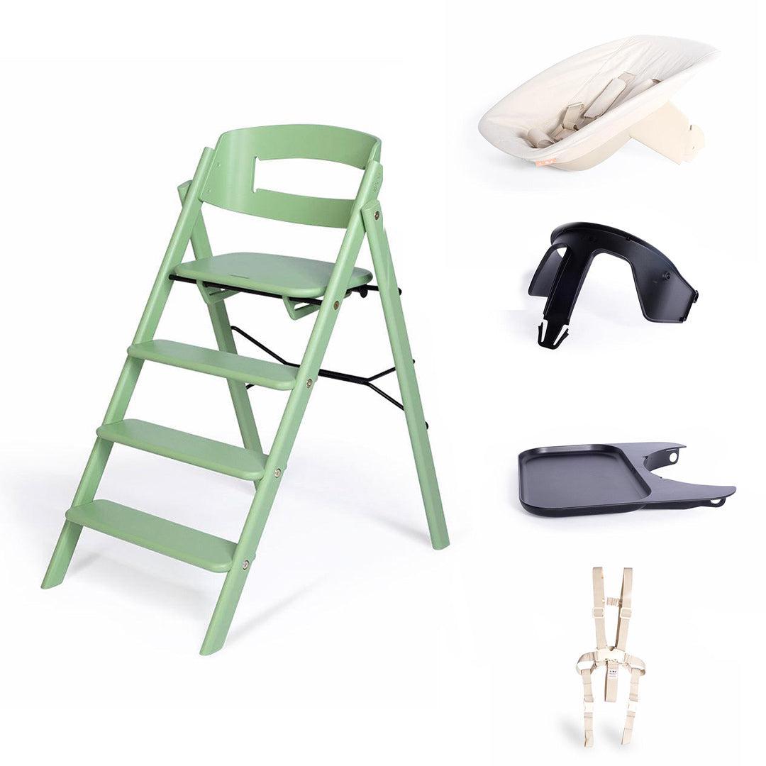 KAOS Klapp Highchair Complete Set - Pale Green/Beech-Highchairs-Pale Green/Beech-Ivory/Plastic Babyseat | Natural Baby Shower