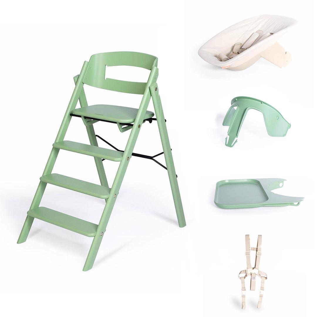KAOS Klapp Highchair Complete Set - Pale Green/Beech-Highchairs-Pale Green/Beech-Ivory/Plastic Babyseat | Natural Baby Shower
