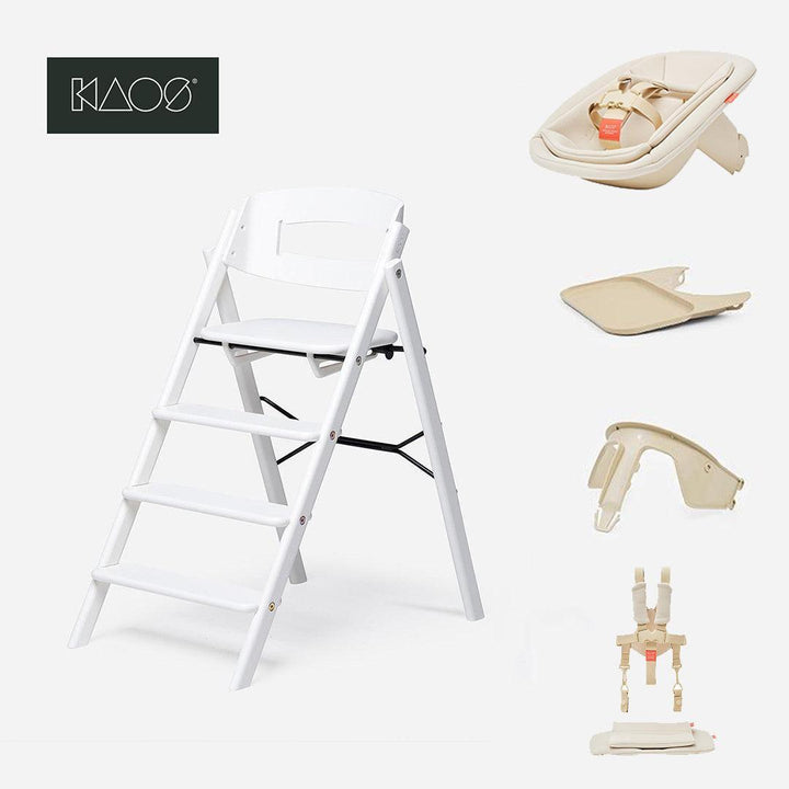 KAOS KLAPP® Highchair Complete Set-Highchairs-White/Beech- | Natural Baby Shower