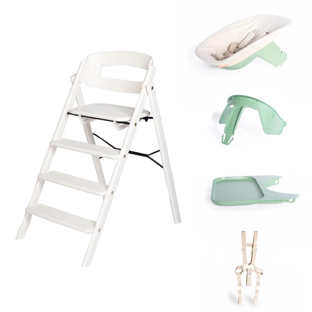 KAOS Klapp Highchair Complete Set - White/Beech-Highchairs-White/Beech-Green/Plastic Babyseat | Natural Baby Shower