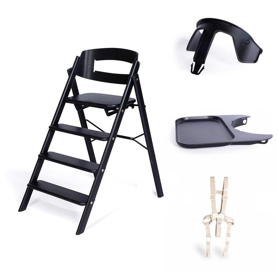 KAOS Klapp Highchair Baby Set - Black/Oak-Highchairs-Black/Oak-Black/Plastic Safety Rail/Tray | Natural Baby Shower