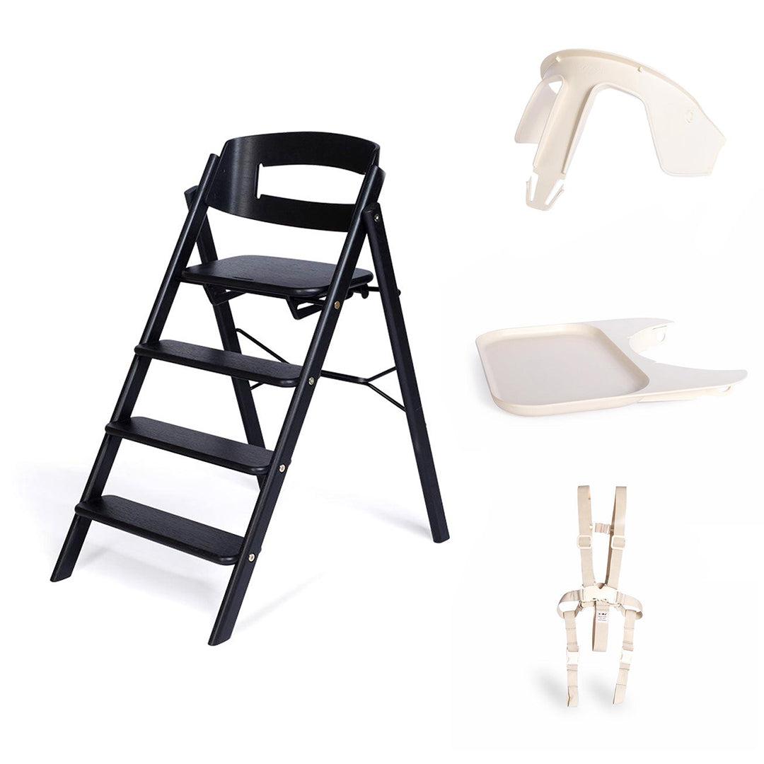 KAOS Klapp Highchair Baby Set - Black/Oak-Highchairs-Black/Oak-Ivory/Plastic Safety Rail/Tray | Natural Baby Shower