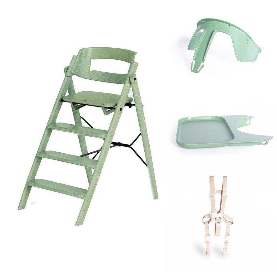 KAOS Klapp Highchair Baby Set - Mineral Green/Plastic-Highchairs-Mineral Green/Plastic-Green/Plastic Safety Rail/Tray | Natural Baby Shower