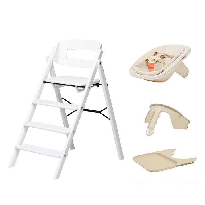 KAOS KLAPP® Highchair Newborn Seat + Tray Set-Highchairs-White/Beech- | Natural Baby Shower