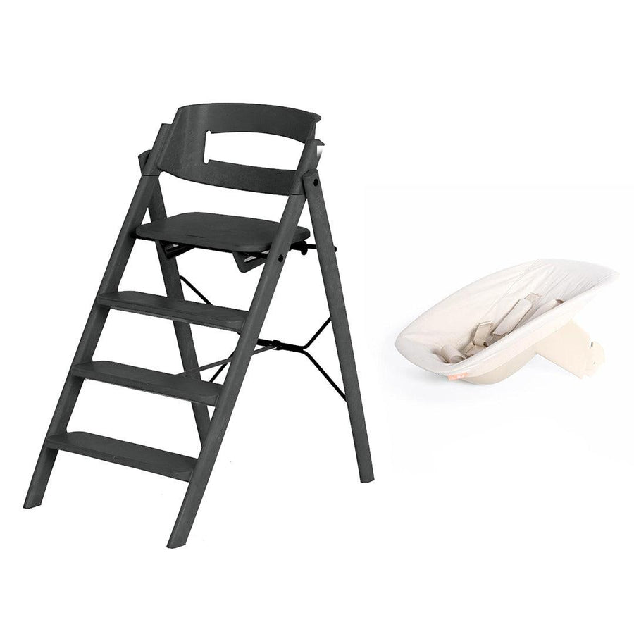 KAOS Klapp Highchair Newborn Bundle - Charcoal Black/Plastic-Highchairs-Charcoal Black/Plastic-Ivory/Plastic Babyseat | Natural Baby Shower
