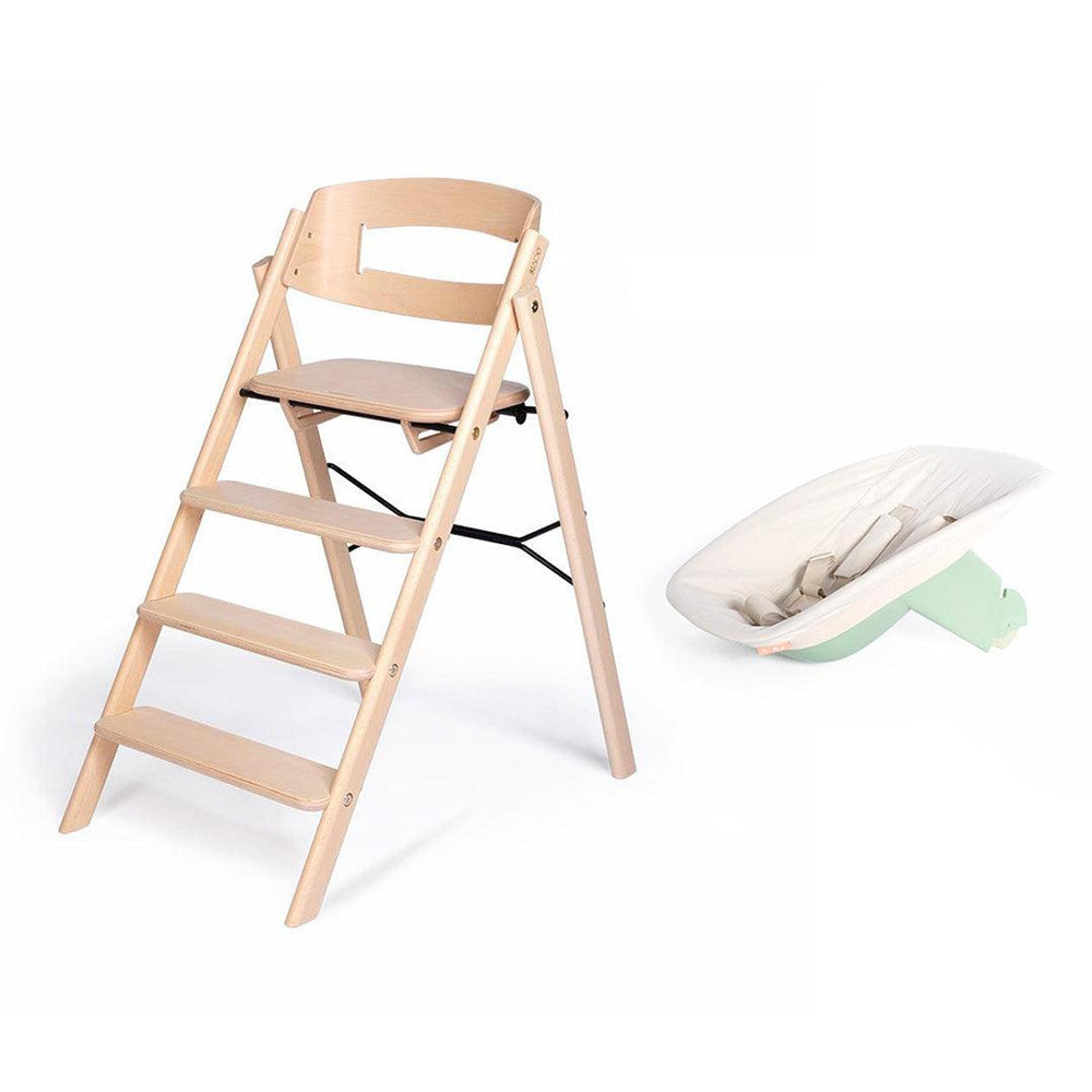 KAOS Klapp Highchair Newborn Bundle - Natural/Beech-Highchairs-Natural/Beech-Green/Plastic Babyseat | Natural Baby Shower