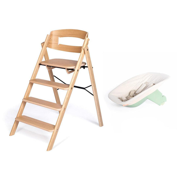 KAOS Klapp Highchair Newborn Bundle - Natural/Oak-Highchairs-Natural/Oak-Green/Plastic Babyseat | Natural Baby Shower