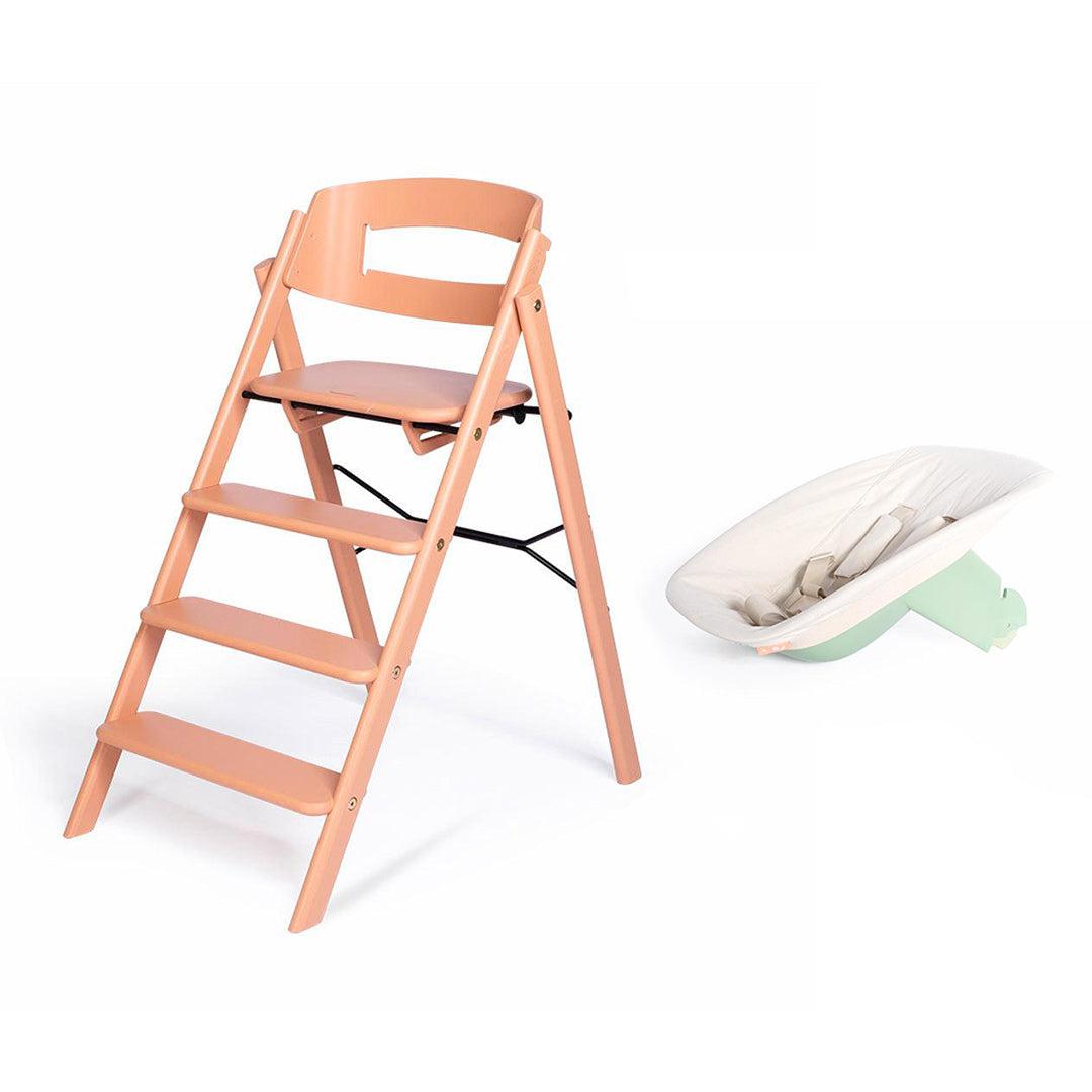 KAOS Klapp Highchair Newborn Bundle - Pale Coral/Beech-Highchairs-Pale Coral/Beech-Ivory/Plastic Babyseat | Natural Baby Shower