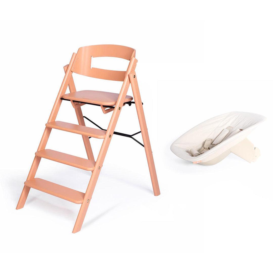 KAOS Klapp Highchair Newborn Bundle - Pale Coral/Beech-Highchairs-Pale Coral/Beech-Green/Plastic Babyseat | Natural Baby Shower