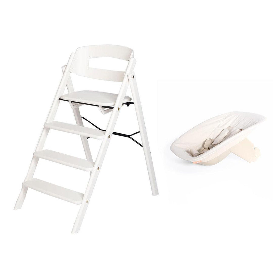 KAOS Klapp Highchair Newborn Bundle - White/Beech-Highchairs-White/Beech-Ivory/Plastic Babyseat | Natural Baby Shower