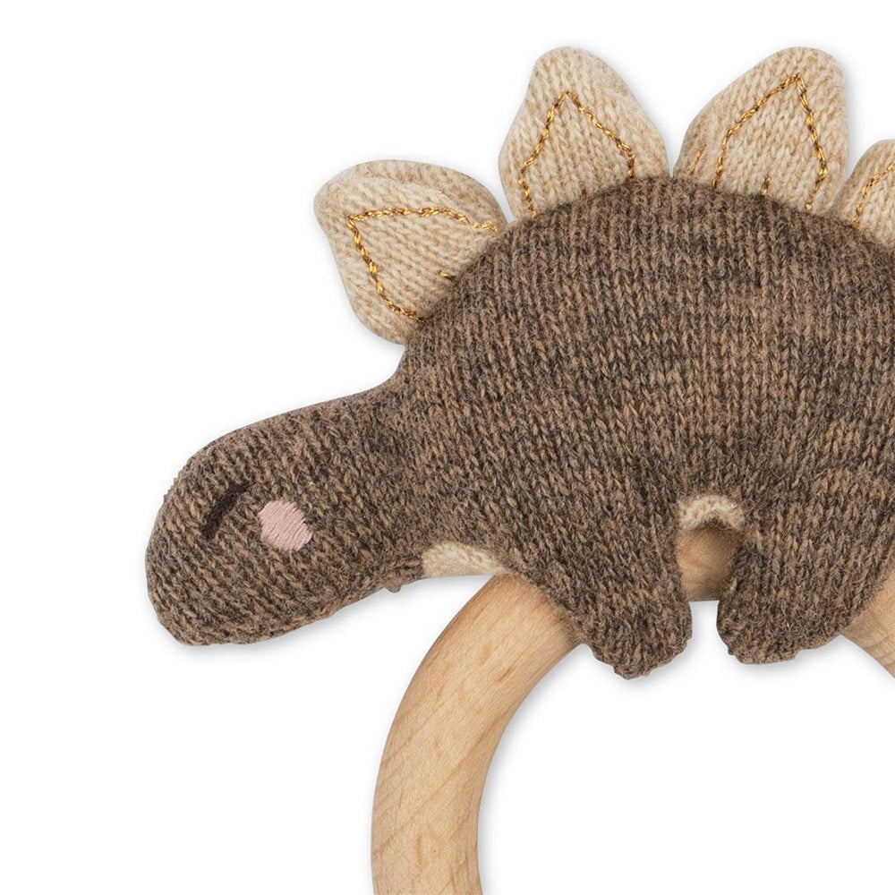 Konges Slojd Activity Knit Ring - Brown Melange - Dino-Soft Toys-Brown Melange-Dino | Natural Baby Shower