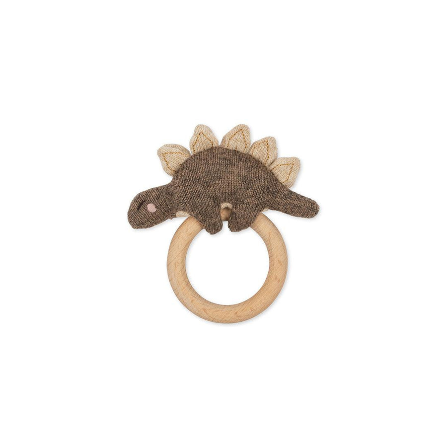 Konges Slojd Activity Knit Ring - Brown Melange - Dino-Soft Toys-Brown Melange-Dino | Natural Baby Shower