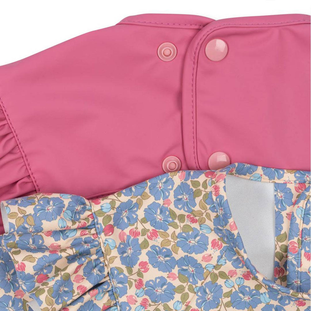 Konges Slojd Dinner Bib with Sleeves & Frill - 2 Pack - Fleur Rosier / Chateau Rose-Bibs-Fleur Rosier / Chateau Rose-One Size | Natural Baby Shower