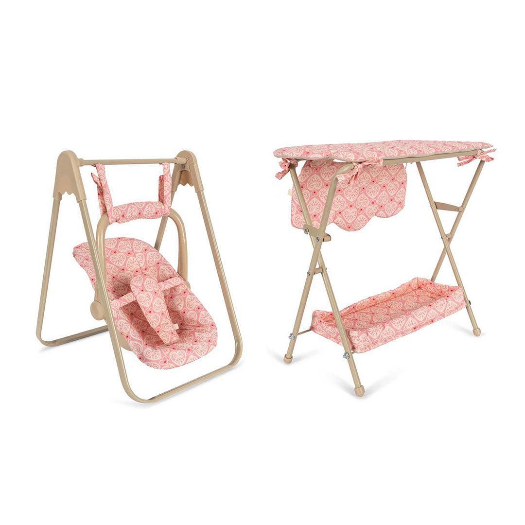 Konges Slojd Dolls Changing Table & Swing Bundle - Lacy Pink-Dolls Accessories-Lacy Pink- | Natural Baby Shower
