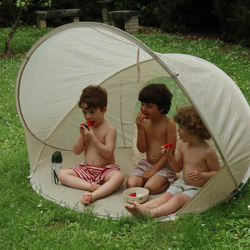 Konges Slojd Mini Beach Tent Pop Up UV50+ - Tea Stripe-UV Sun Tents-Tea Stripe- | Natural Baby Shower
