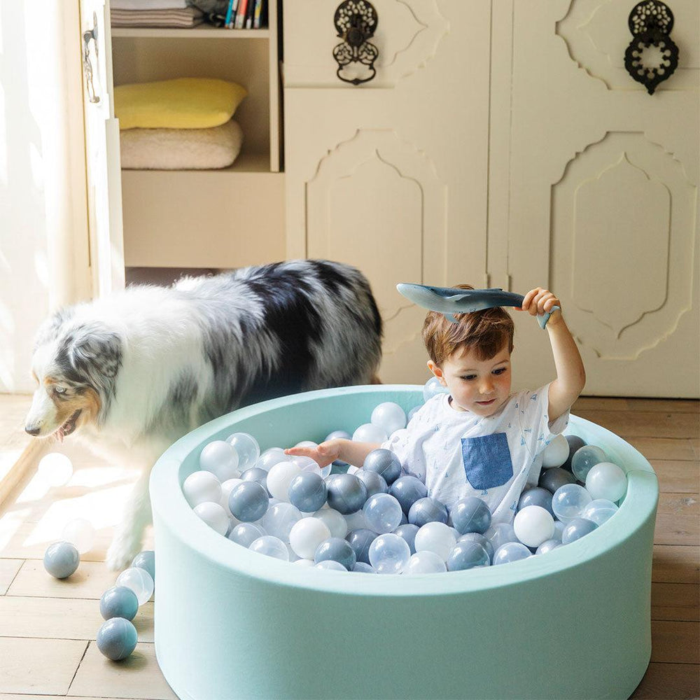 Larisa & Pumpkin Mint Ball Pit + Silver/White Balls-Ball Pits- | Natural Baby Shower
