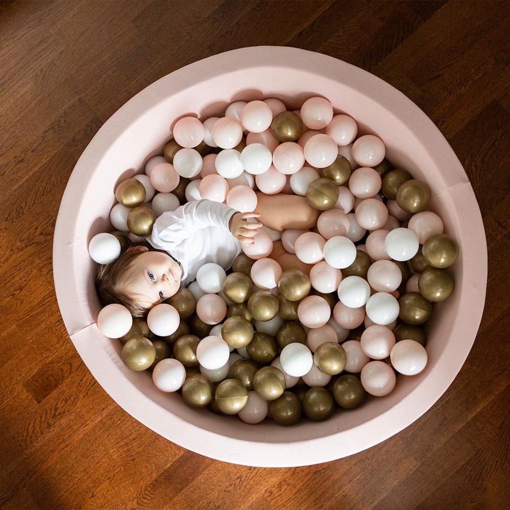 Larisa & Pumpkin Pink Ball Pit + Gold/Powder/White Balls-Ball Pits- | Natural Baby Shower