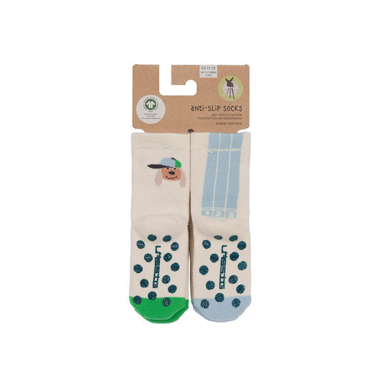 Lassig Anti-Slip Socks GOTS 2pcs - Dog - Green-Socks-Dog - Green-1-2yrs | Natural Baby Shower