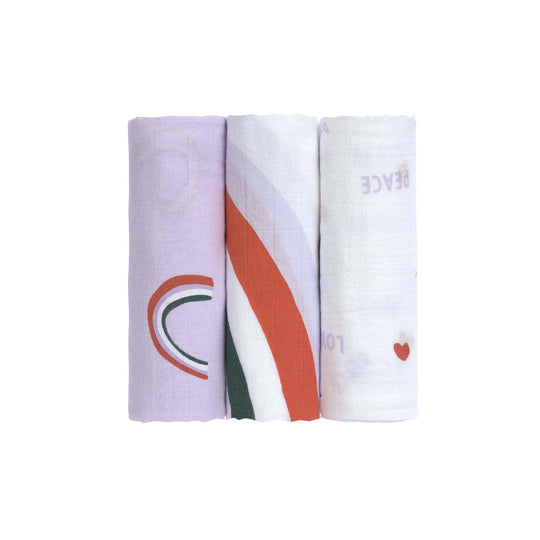 Lassig Heavenly Soft Swaddles - Happy Rascals - Lavender - Heart-Swaddling Wraps-Lavender-Large | Natural Baby Shower