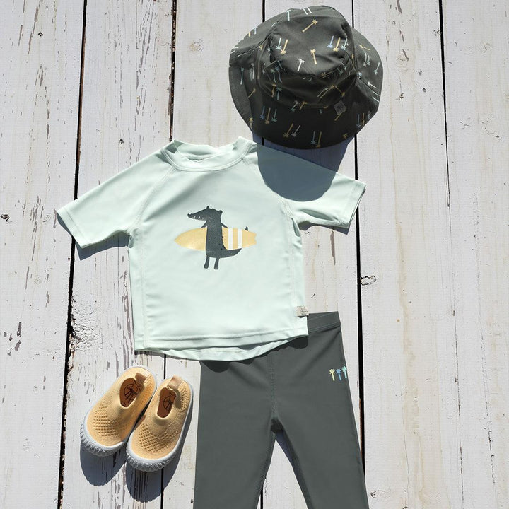 Lassig Short Sleeve Rashguard - Sea Foam - Crocodile-Rash Vests-Sea Foam-7-12m | Natural Baby Shower