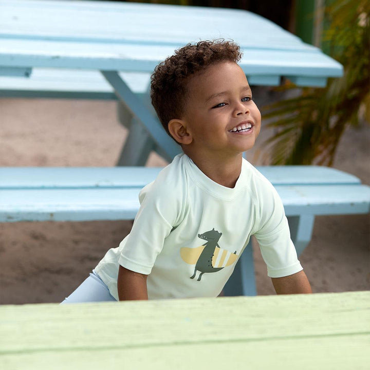 Lassig Short Sleeve Rashguard - Sea Foam - Crocodile-Rash Vests-Sea Foam-7-12m | Natural Baby Shower