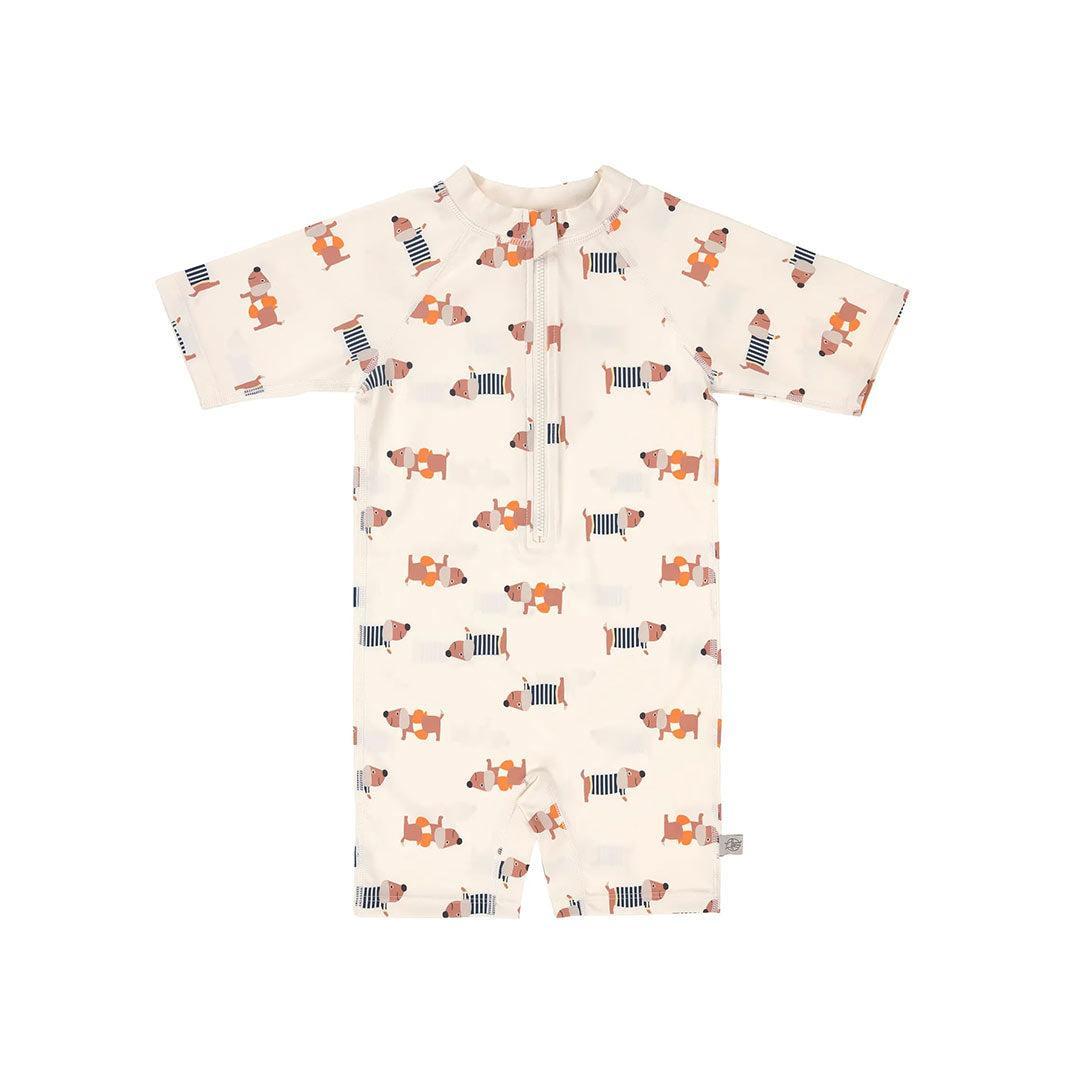 Lassig Short Sleeve Sunsuit - Beach Dog - Orange/Dark Sea-Swimsuits-Beach Dog - Orange/Dark Sea-12-18m | Natural Baby Shower