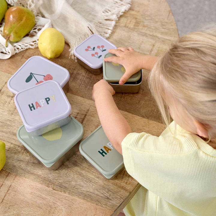 Lassig Snackbox Stainless Steel - Happy Fruits - Lemon-Snack Boxes-Lemon-One Size | Natural Baby Shower