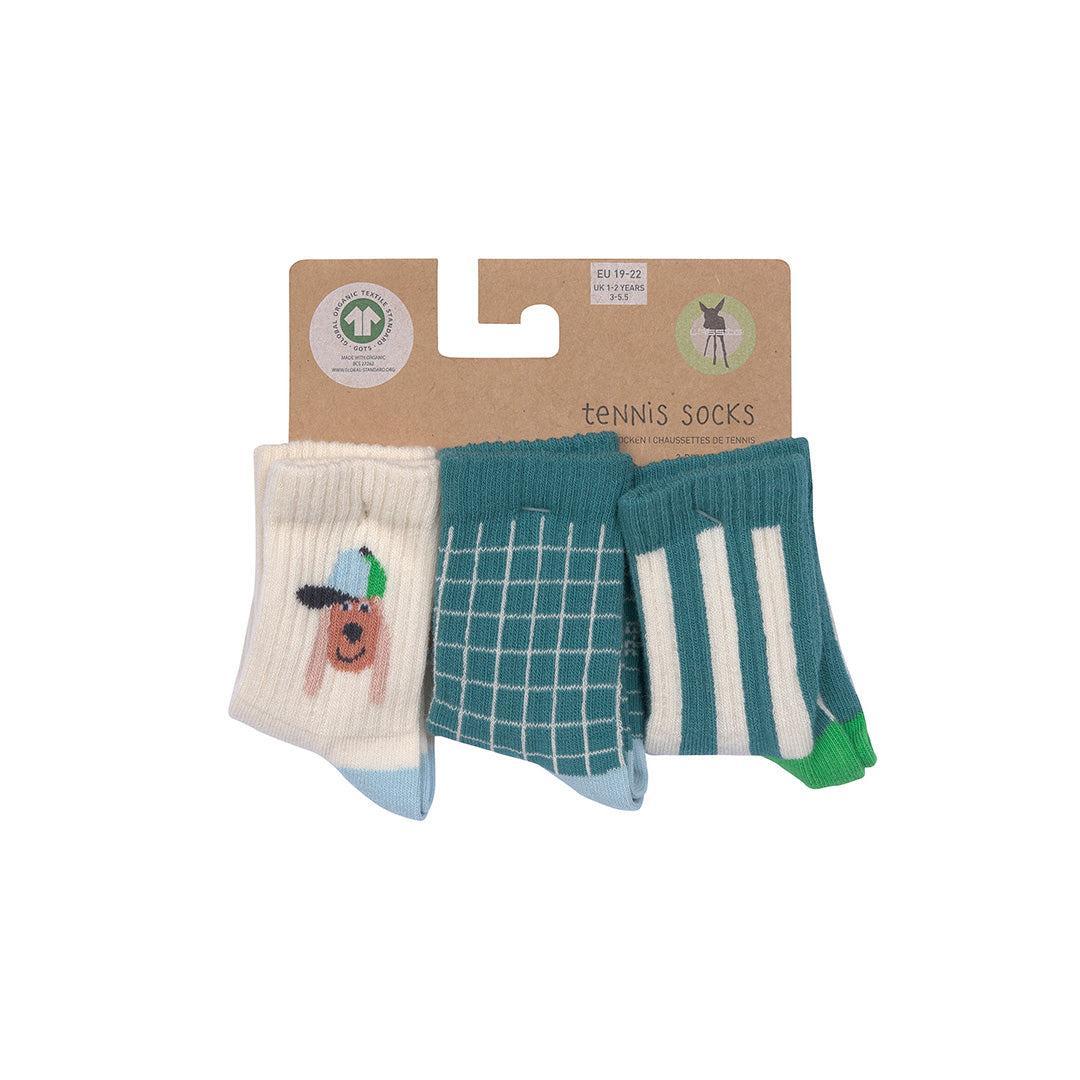 Lassig Tennis Socks GOTS 3pcs - Dog - Green-Socks-Dog - Green-1-2yrs | Natural Baby Shower