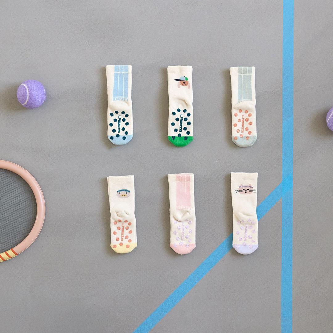 Lassig Tennis Socks GOTS 3pcs - Dog - Green-Socks-Dog - Green-1-2yrs | Natural Baby Shower