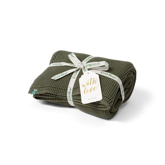 The Little Green Sheep Organic Knitted Cellular Baby Blanket - Juniper-Blankets- | Natural Baby Shower