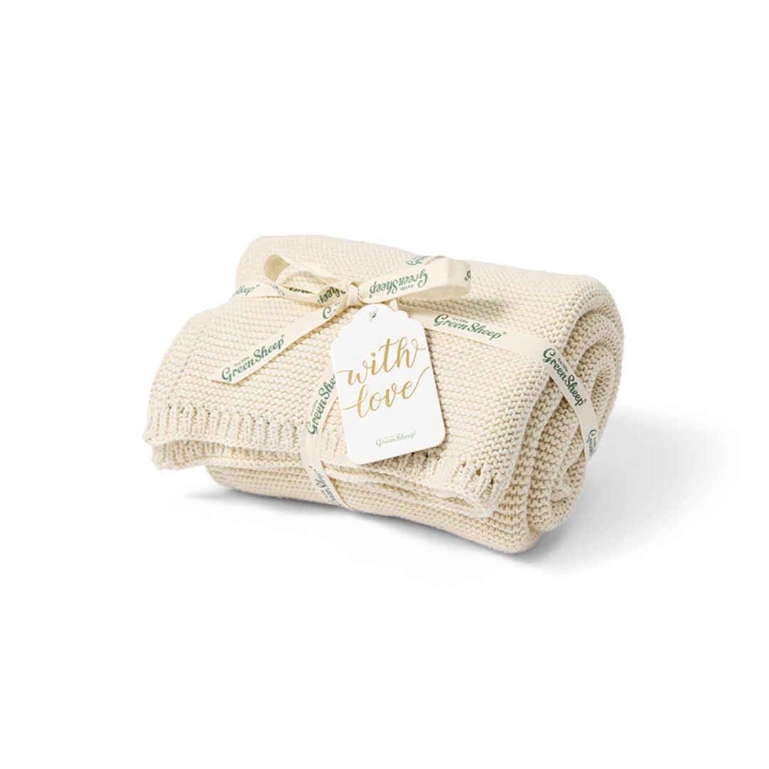 The Little Green Sheep Organic Knitted Cellular Baby Blanket - Linen-Blankets- | Natural Baby Shower