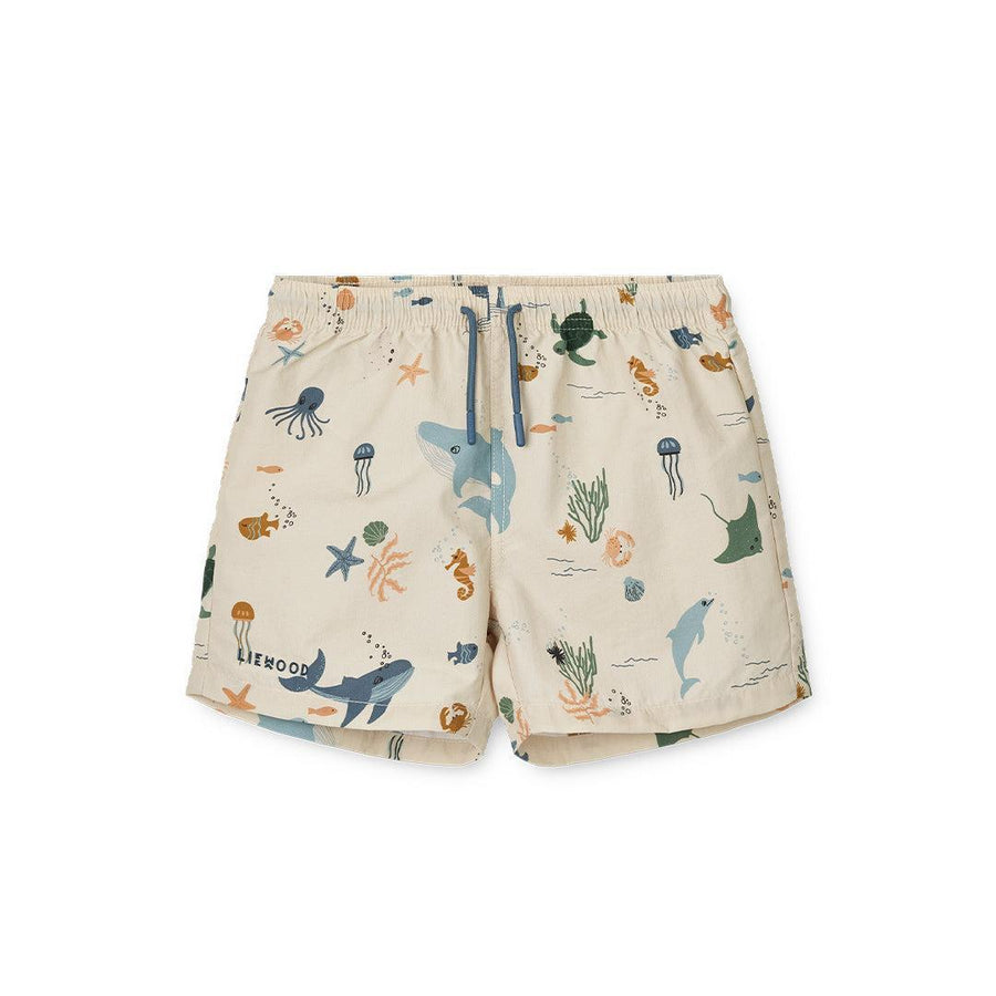 Liewood Aiden Printed Board Swim Shorts - Sea Creature / Sandy-Board Shorts-Sea Creature / Sandy-80 | Natural Baby Shower
