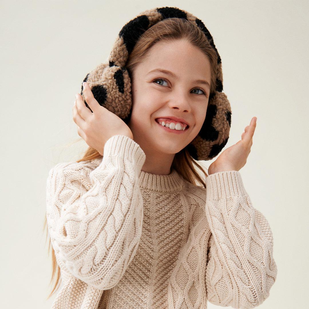 Liewood Albero Pile Earwarmers - Mega Leo / Oat Mix-Scarves-Mega Leo / Oat Mix-One size | Natural Baby Shower