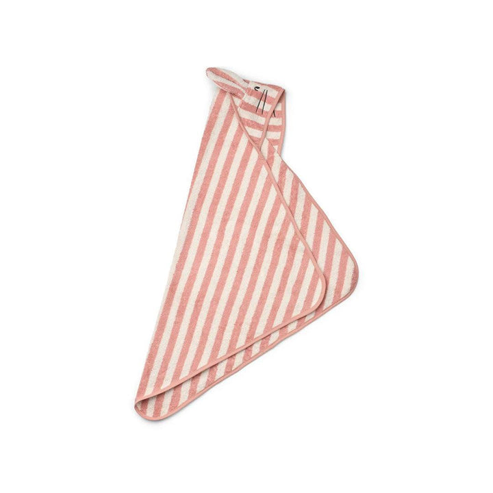 Liewood Albert Hooded Towel - Coral Blush / Creme De La Creme Stripe-Bath Towels-Coral Blush / Creme De La Creme Stripe-One Size | Natural Baby Shower