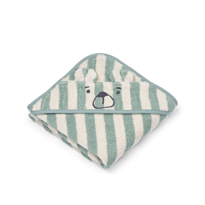 Liewood Albert Hooded Towel - Peppermint / Creme De La Creme-Washcloths-Peppermint / Creme De La Creme- | Natural Baby Shower