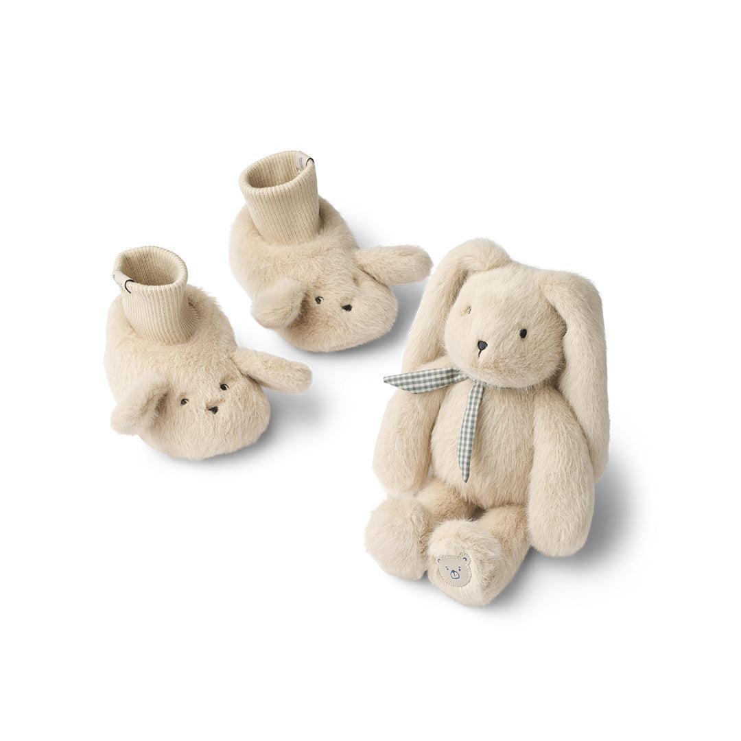 Liewood Basim Rabbit Soft Toy & Slippers Baby Gift Set - Mist-Booties-Mist-16/17 | Natural Baby Shower