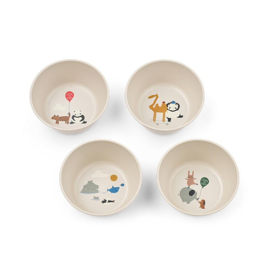 Liewood Cees Bowl 4-Pack - Around The World / Sandy-Bowls-Around The World / Sandy-One size | Natural Baby Shower