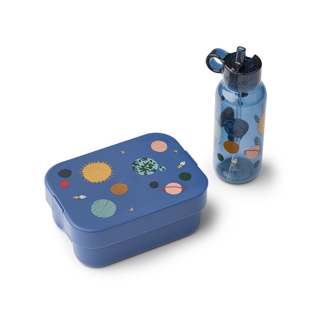 Liewood Chelsey Printed Lunchbox & Bottle Set - Universe Classic Navy-Food Storage-Universe Classic Navy-One Size | Natural Baby Shower