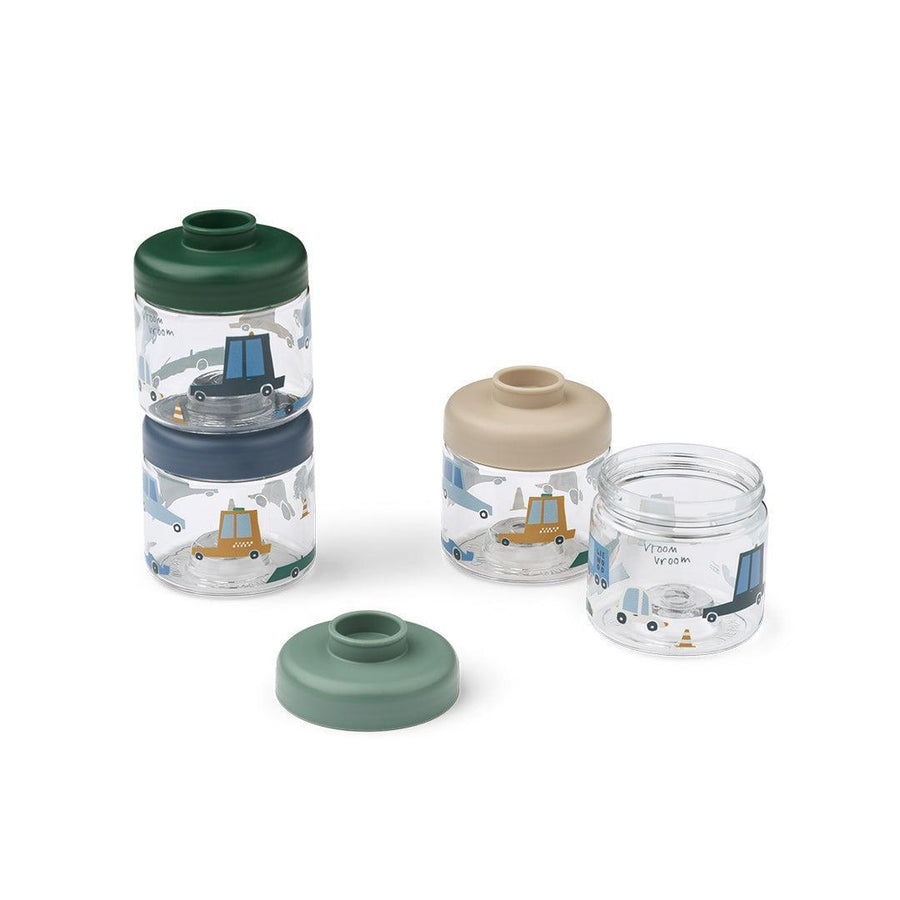 Liewood Dominique Food Tritan Boxes 100 ml 4-Pack - Cars / Sandy-Lunch Boxes-Cars / Sandy- | Natural Baby Shower