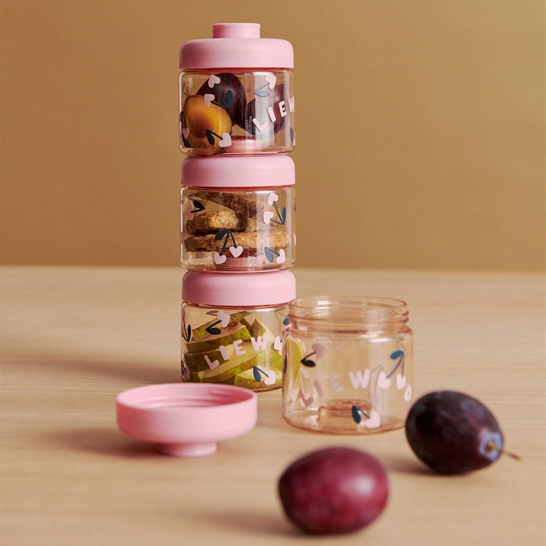 Liewood Dominique Food Tritan Boxes 100 ml 4-Pack - Cherry Heart / Rosey-Lunch Boxes-Cherry Heart / Rosey- | Natural Baby Shower