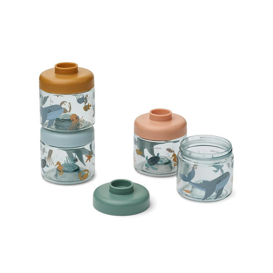 Liewood Dominique Food Tritan Boxes 100 ml 4-Pack - Sea Creature / Sandy-Snack Boxes-Sea Creature / Sandy-100ml | Natural Baby Shower