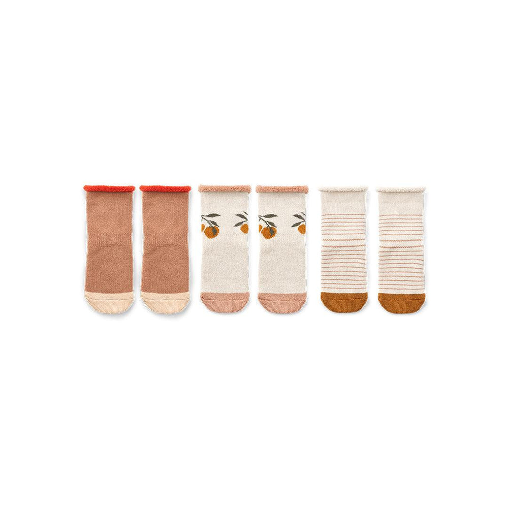 Liewood Eloy Baby Socks 3-Pack - Peach/Sandy-Socks-Peach/Sandy-17-18 | Natural Baby Shower