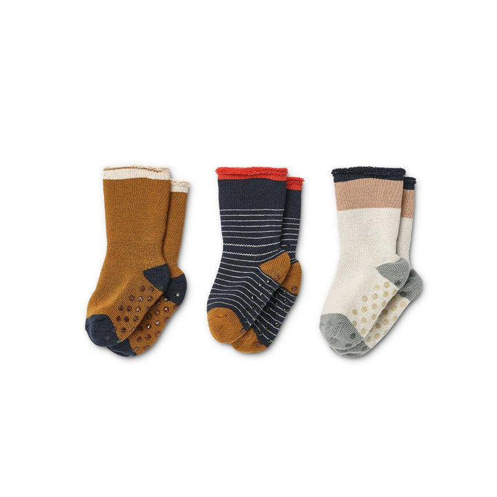 Liewood Eloy Baby Socks 3-Pack - Y/D Stripe Classic Navy/Sandy-Socks-Y/D Stripe Classic Navy/Sandy-17-18 | Natural Baby Shower