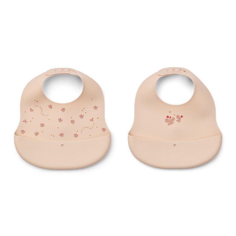 Liewood Ember Printed Bib 2-pack - Mini Butterfly / Apple Blossom-Bibs-Mini Butterfly / Apple Blossom-One Size | Natural Baby Shower